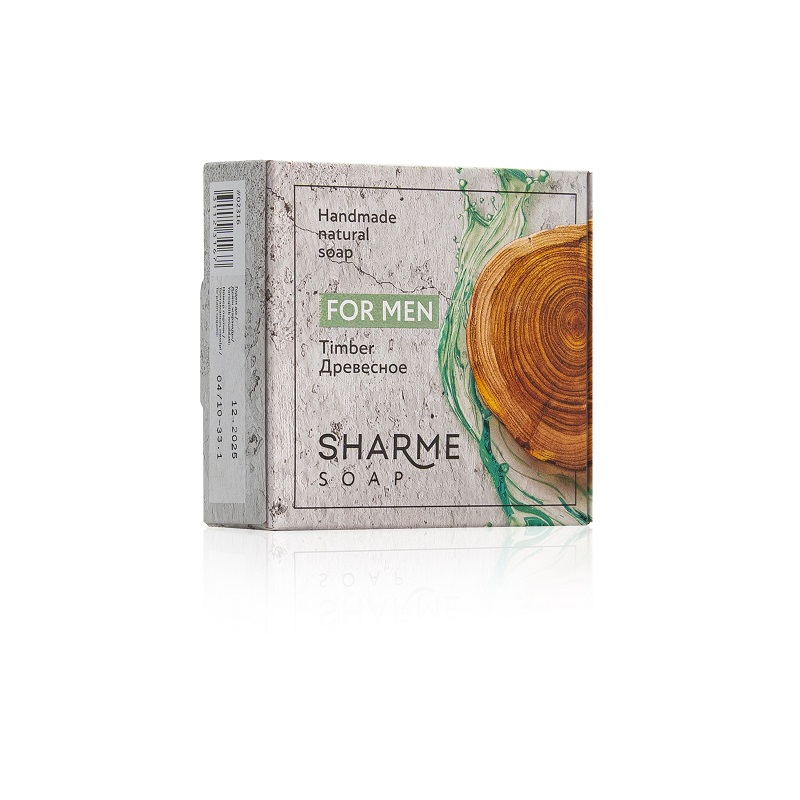 Мыло ручной работы SHARME SOAP, натуральное, древесный аромат для мужчин, 80 г.