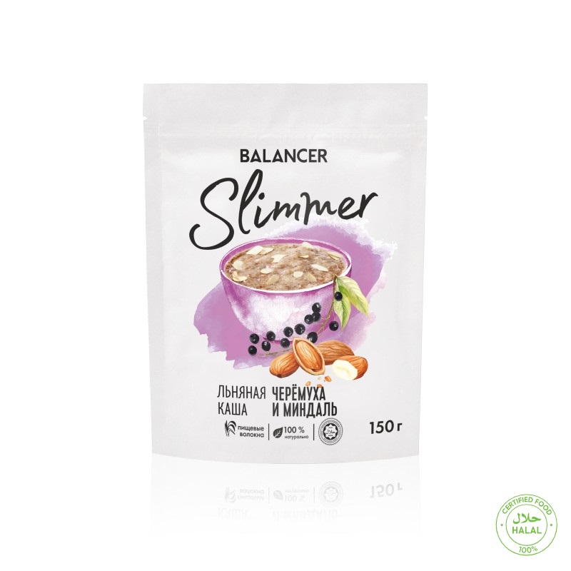 Натуральная каша из льна с лепестками ядер миндаля и черемухой BALANCER Slimmer, 150 г