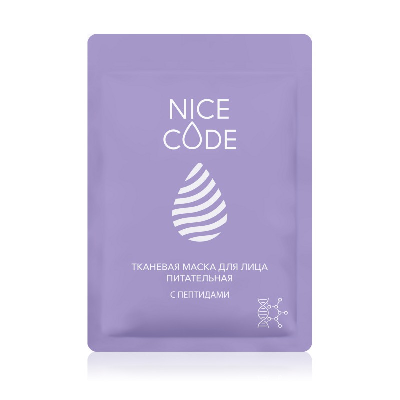 Маска для лица тканевая с пептидами NICE CODE, 24 мл