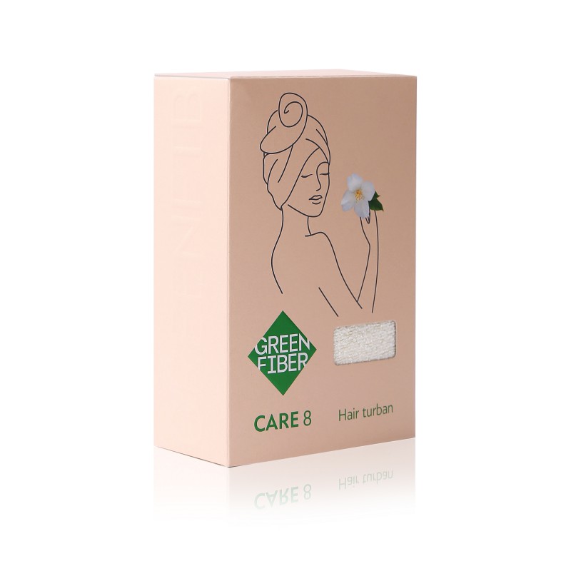 Тюрбан для деликатной сушки волос Green Fiber CARE 8, молочный