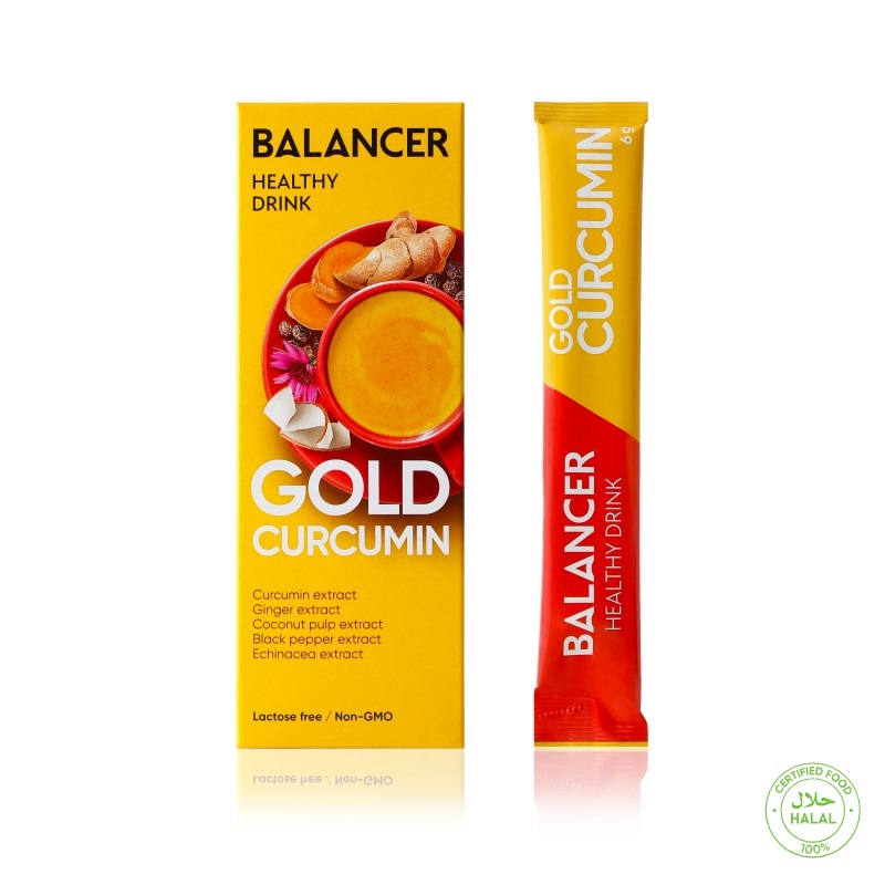 Напиток BALANCER GOLD CURCUMIN с куркумином для поддержки иммунитета, 10 стиков