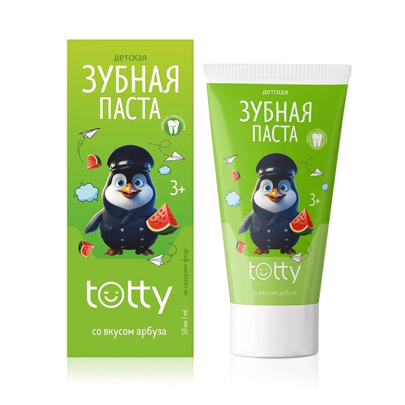 Зубная паста TOTTY с пробиотиком для детей с арбузным вкусом, с 3 лет, 50 мл