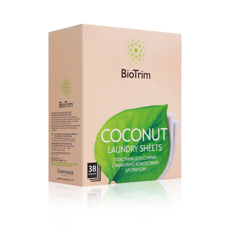 Пластины BioTrim COCONUT для машинной и ручной стирки деликатных тканей, 38 шт