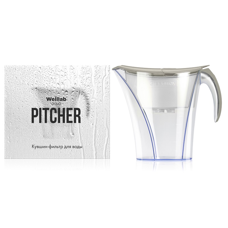Фильтр для очищения воды Welllab Aqua PITCHER, серый