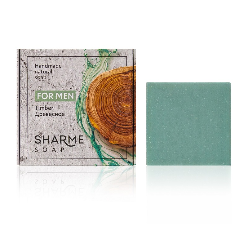Мыло ручной работы SHARME SOAP, натуральное, древесный аромат для мужчин, 80 г.