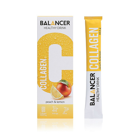 Напиток с коллагеном Balancer Collagen, вкус «Персик - лимон», 10 стиков