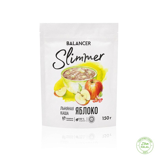Натуральная каша из льна с кусочками вяленого яблока BALANCER Slimmer, 150 г