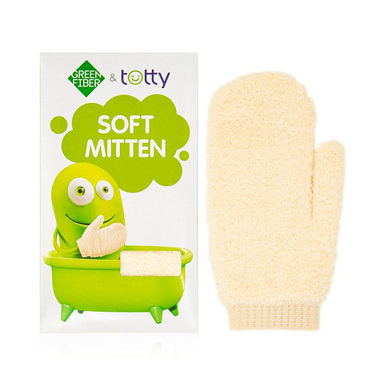 Мягкая мочалка для детей Green Fiber & Totty, бежевая
