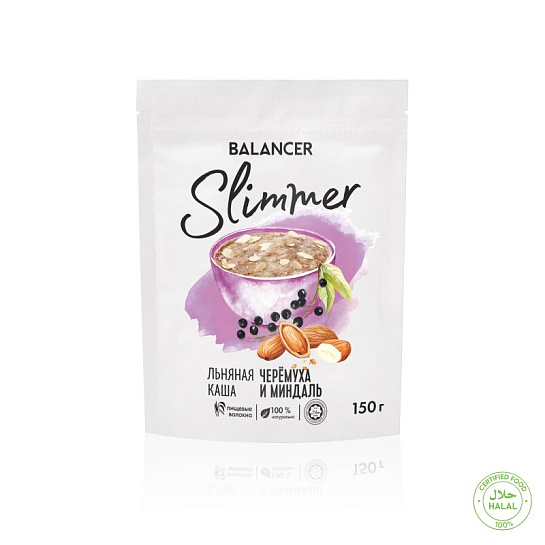 Натуральная каша из льна с лепестками ядер миндаля и черемухой BALANCER Slimmer, 150 г