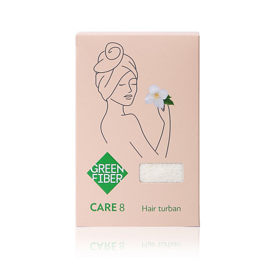 Тюрбан для деликатной сушки волос Green Fiber CARE 8, молочный