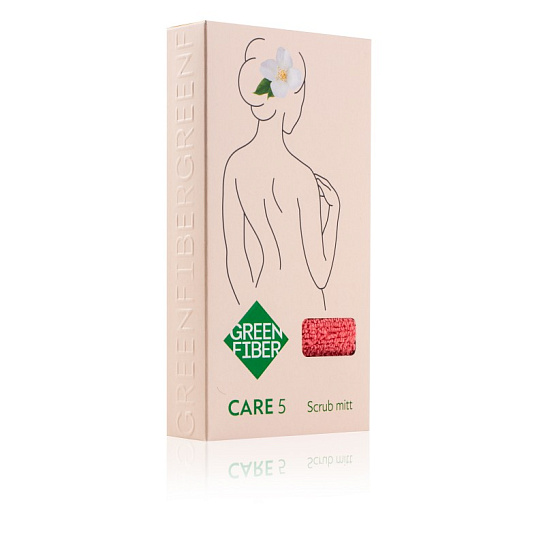 Мочалка-скраб для тела Green Fiber CARE 5, коралловая