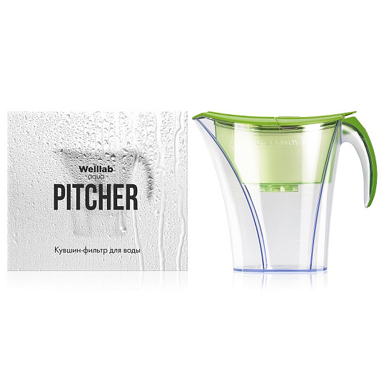 Фильтр для очищения воды Welllab Aqua PITCHER, зеленый